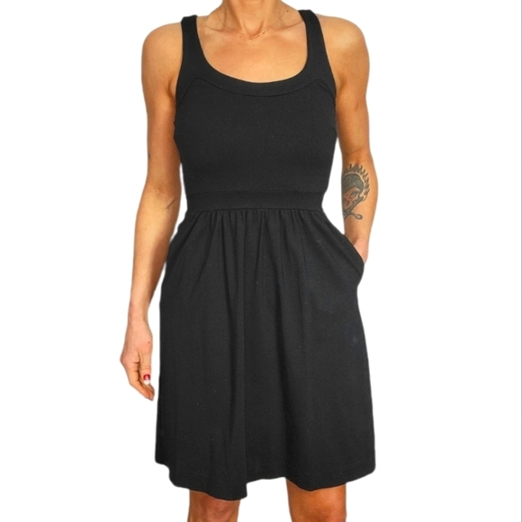 Cynthia Rowley Mini Tank Dress Size X Small Black Pockets Stretch - Picture 1 of 5